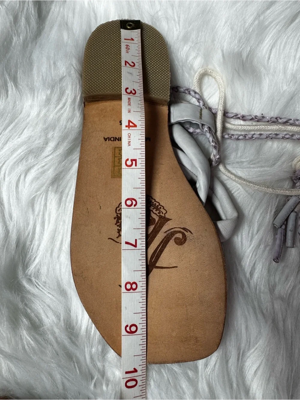 NWOT Free People Lace-Up Flat Sandals in Cream Lavender Leather Linen Sz 36.5